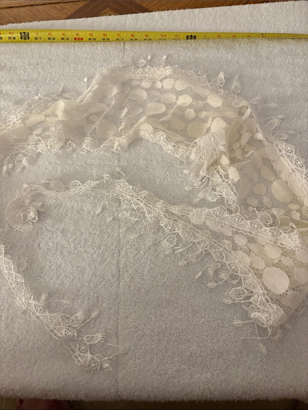 Ivory Lace Polka Dot Wrap Scarf - Lightweight Feminine Accent
